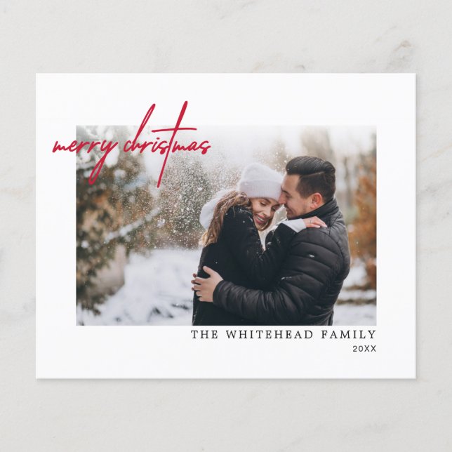 Budgeterat enkelt Rött God jul-vitkort Flygblad (Framsidan)