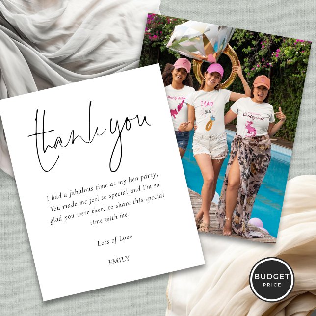 Budgeterat enkelt skript Foto Hen Party Tack (Front and back view)