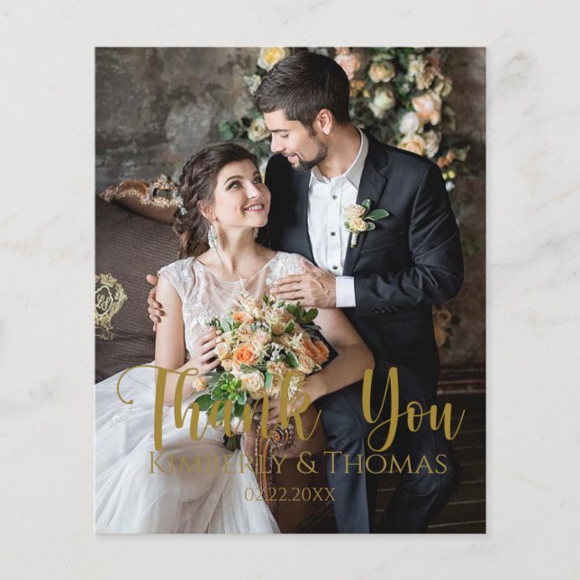 Budgeterat enkelt skript, tack för Bröllop, tack f Flygblad (Framsidan)