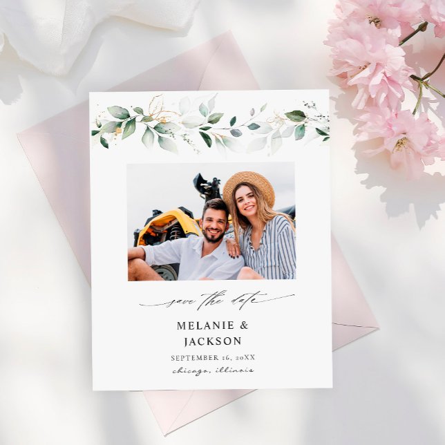 Budgeterat eukalyptus Glow Photo Save Date 2 Flygblad (Skapare uppladdad)