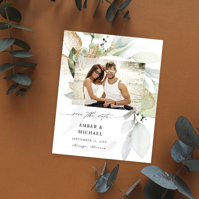 Budgeterat eukalyptus Glow Photo Save Date 3 Flygblad (Skapare uppladdad)