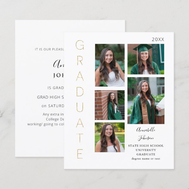 Budgeterat Färg glöd - Guld & Vit 2 Student 6 foto (Fram/baksida)