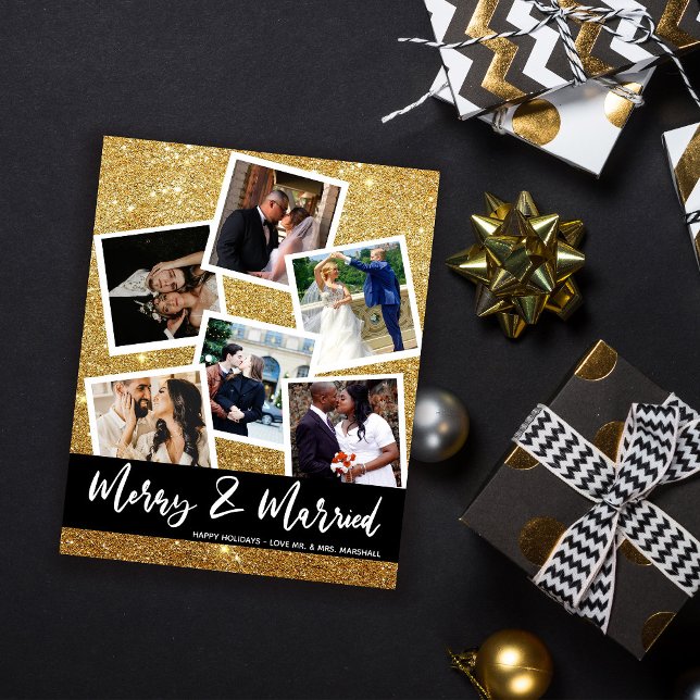 Budgeterat Faux Guld Glitter Multi Photo Merry (fl Flygblad (Skapare uppladdad)