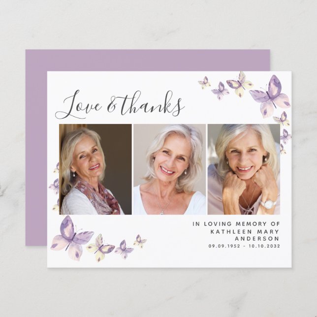 Budgeterat fjäril, fotopatal tack, ditt kort (Fram/baksida)