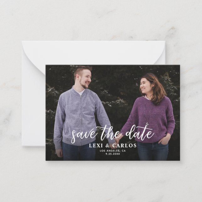 Budgeterat foto och kalligrafi 2B Mörkare Spara Anteckningskort (Framsida)