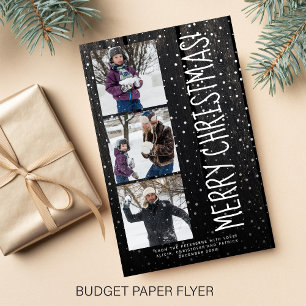 Budgeterat God jul 3-fotorustiskt Helgdag kort Flygblad