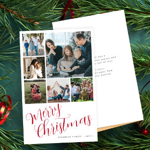 Budgeterat God jul 6 fotorött typografiskt kort