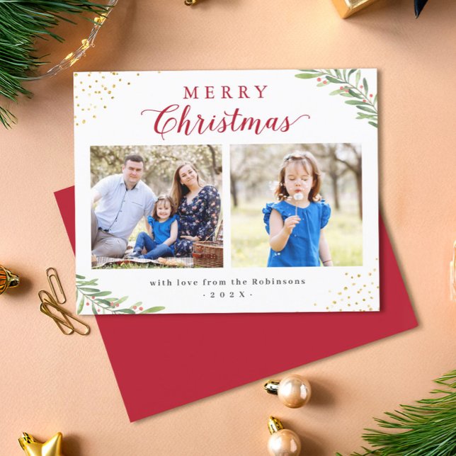 Budgeterat God jul Foliage 2 fotokort (Skapare uppladdad)