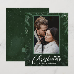 Budgeterat God jul Greenery Photo Helgdag Card