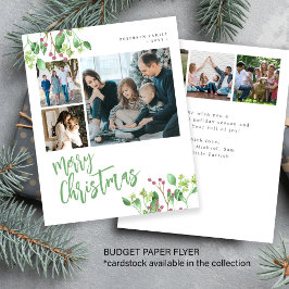 Budgeterat God jul-Helgdag för grönt foto Flygblad