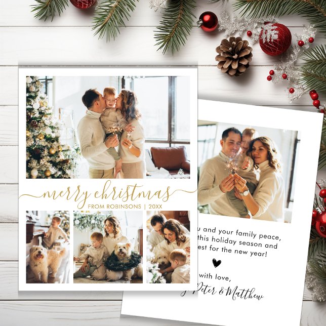 Budgeterat Guld Script 4 Photo Collage-julkort (Skapare uppladdad)