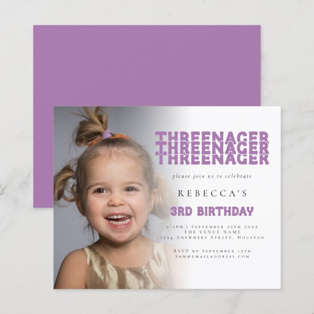 Budgeterat hot Fotoöverlägg 3rd Birthday Lilac (Fram/baksida)