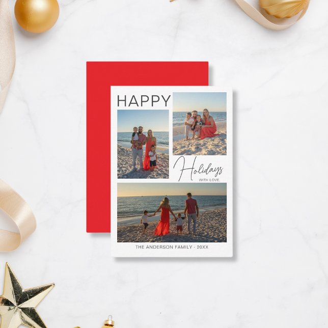 Budgeterat julklapp med minimalt 3 foton Helgdag Anteckningskort (Create your own Budget Christmas Card by MINTIC DESIGN STUDIO)