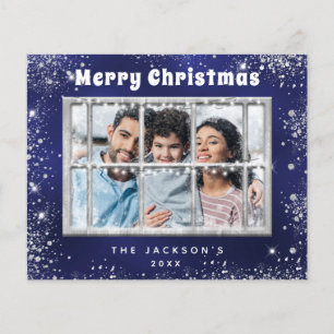 Budgeterat jullblått silver-fotokort