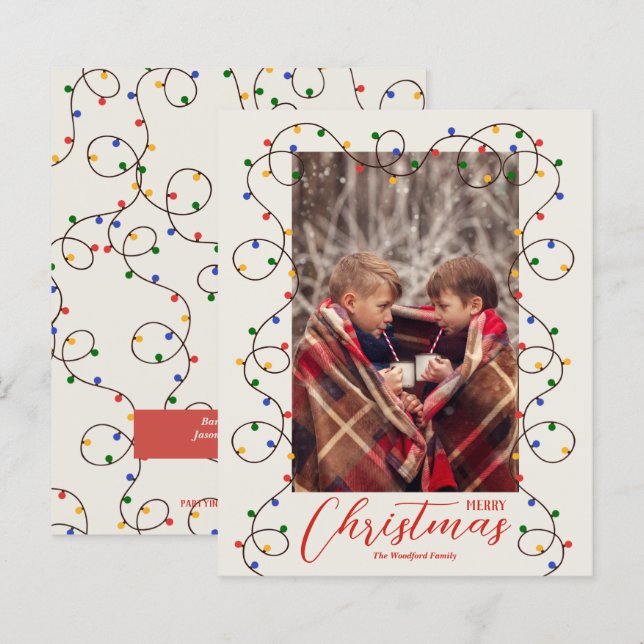 Budgeterat julljusstreck - fotokort (Fram/baksida)