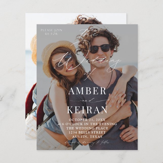 Budgeterat ljustonat skuggor Photo Bröllop (Fram/baksida)