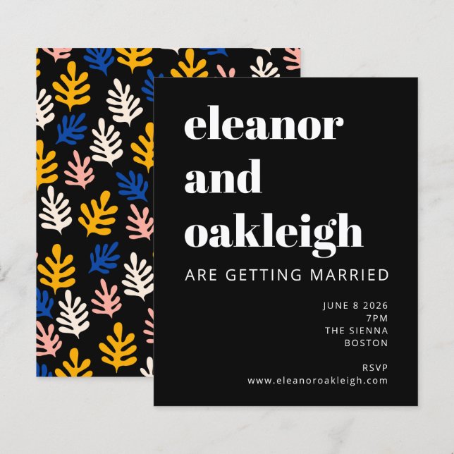 Budgeterat Matisse Botanical Black Bold Wedding Be (Fram/baksida)