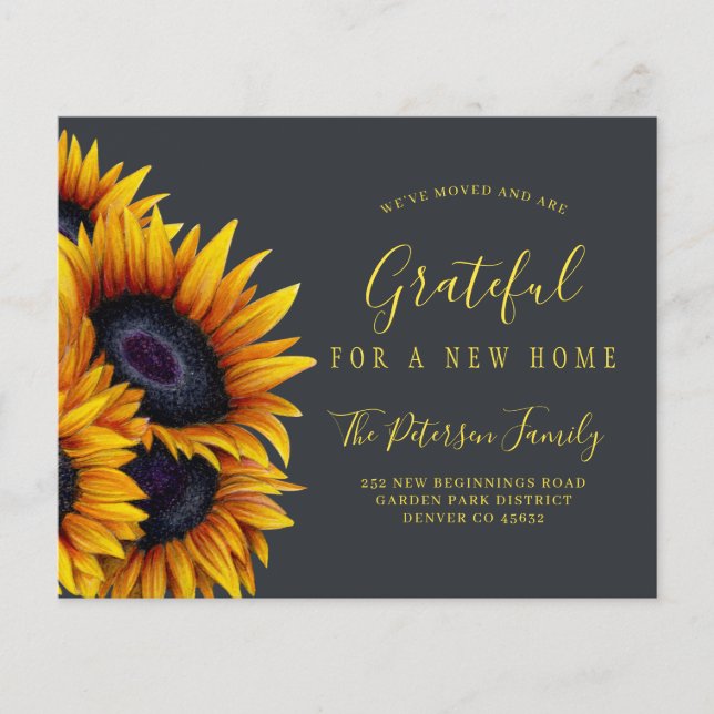 Budgeterat meddelande om ny adress flytta av solro (Framsida)