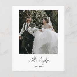 Budgeterat minimalistiskt Bröllop-fototackkort Flygblad