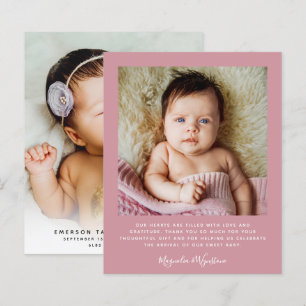 Budgeterat minimalistiskt foto Rosa Baby tackkort