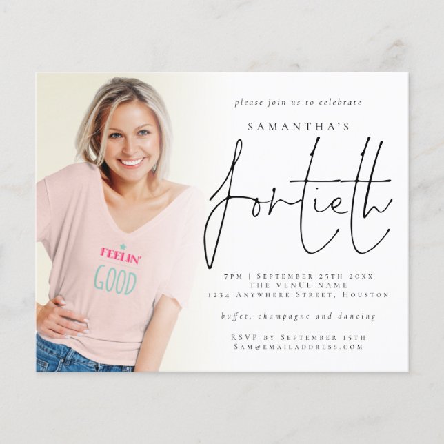 Budgeterat minimalistiskt fotoöverlägg 40:e födels (Framsida)