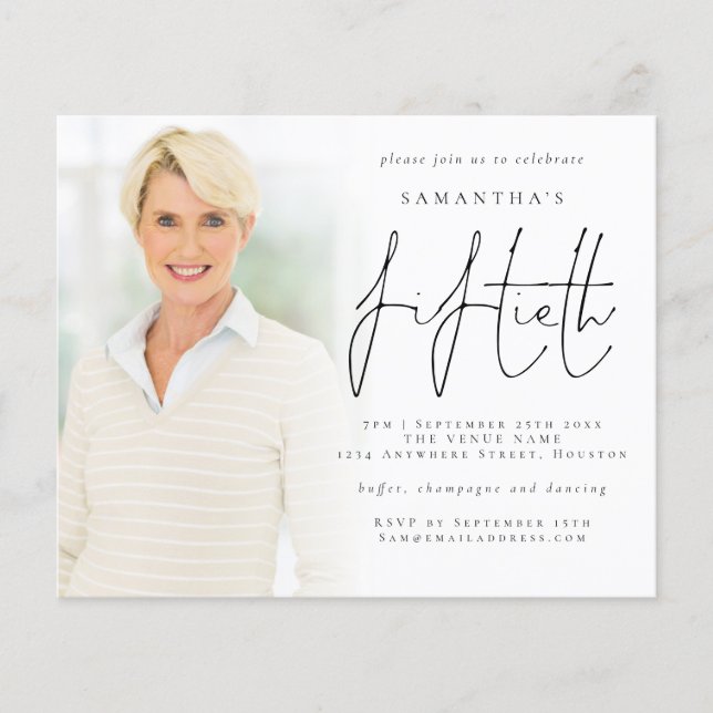 Budgeterat minimalistiskt fotoöverlägg 50:e födels (Framsida)