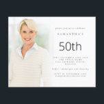 Budgeterat minimalistiskt fotoöverlägg 50:e födels<br><div class="desc">Ett ekonomiskt alternativ i BUDGET på en mindre storlek på 4, 5 x 5, 6 tum (110 lbs vikt), som är av samma tjocklek som ett vykort (är dock inte lämpligt för använda som vykort). OBSERVERA ATT DET FINNS EN inbjudan per lakan. Budgeterat minimalistiskt fotoöverlägg på 50:e födelsedagen anpassar enkelt...</div>