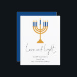 Budgeterat minimalistiskt ljus Kärlek Light Hanukk<br><div class="desc">Minimalistiskt ljus Kärlek Light Hanukkah-kort. Ett budgeterat prist kort på mindre än 4, 5 tum x 5, 6 tum på ett glansigt SEMI GLOSS-kort på 110 lb-lagrar (ungefär som ett vykort) OBS! Kuvertet som medföljer detta kort är något större än själva kortet. Contemporary minimalt stil med ett handskrivet stil-skript för...</div>