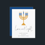 Budgeterat minimalistiskt ljus Kärlek Light Hanukk<br><div class="desc">Minimalistiskt ljus Kärlek Light Hanukkah-kort. Ett budgeterat prist kort på mindre än 4, 5 tum x 5, 6 tum på ett glansigt SEMI GLOSS-kort på 110 lb-lagrar (ungefär som ett vykort) OBS! Kuvertet som medföljer detta kort är något större än själva kortet. Contemporary minimalt stil med ett handskrivet stil-skript för...</div>
