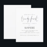 Budgeterat minimalistiskt skript 21:a Party Inbjud<br><div class="desc">Det finns två pappra alternativ att välja mellan för detta storlek (4, 5 x 5, 6 tum) i budgetintervallet. För denna produkt skulle jag vilja rekommendera halvglans som är ett 110 g/m kort lagrar, liknande tjocklek som ett vykort. Sateringsalternativet är en mycket tunnare papper på 80 g/m. Standardvärdet är semiglans....</div>