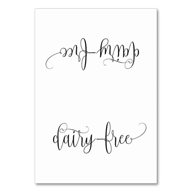 Budgeterat mjölkfritt Bord Tält-kort Bordsnummer (Framsidan)