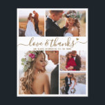 Budgeterat Modern Collage Bröllop - tackkort<br><div class="desc">Eleganten Budget Billigt Hand: Skript 5 Photo Collage Bröllop Tack personlig med låg budget, prisvärt, tunt kort med låg budget. Modern bröllop tackar dig för en mall med fem (5) foto på framsidan och ett (1) foto på baksidan. På framsidan av det pappra typografiskript "Kärlek and tack" med litet kärlek-hjärta...</div>