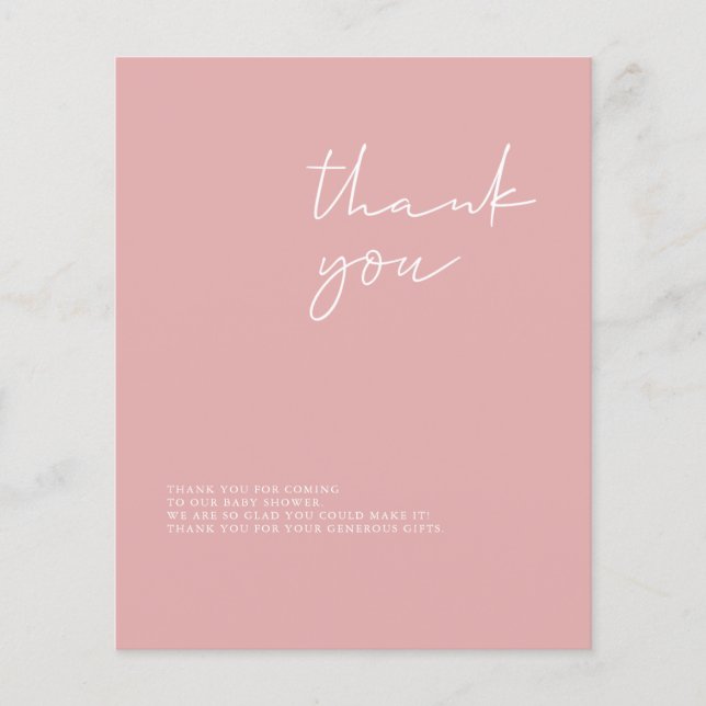Budgeterat Modern Girl Baby Shower - tackkort (Framsida)