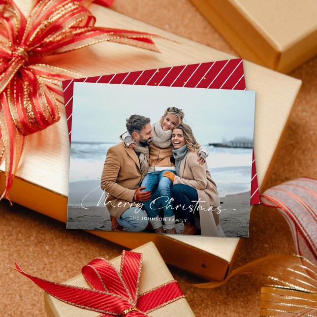 Budgeterat Modern God jul Photo Helgdag Card (Skapare uppladdad)