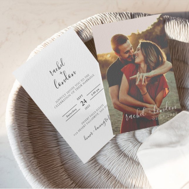 Budgeterat Modern och minimalistisk Elegant, foto  Inbjudningar (save the date, thank you invitation, wedding card, wedding photo, photo collage, personalized photo)