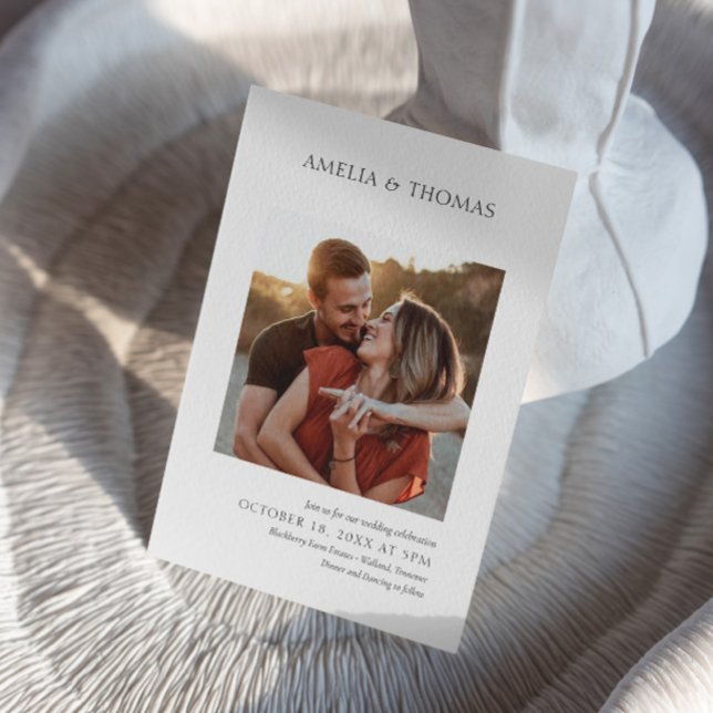 Budgeterat Modern och minimalistisk Elegant, foto  Inbjudningar (save the date, thank you invitation, wedding card, wedding photo, photo collage, personalized photo)