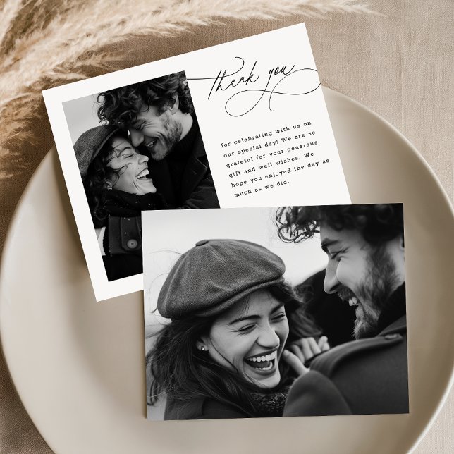 Budgeterat Modern Script Bröllop Photo - tackkort (Skapare uppladdad)