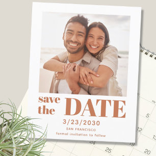 Budgeterat Modern Terracotta Photo Save Date Card