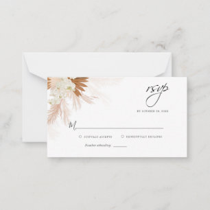 Budgeterat Pampas Grass Blommigt Handflatan Bröllo Anteckningskort