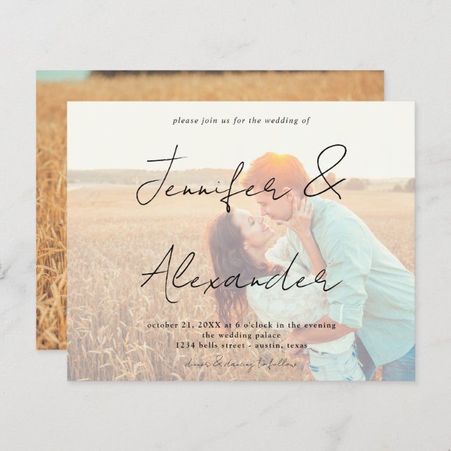 Budgeterat Photo Big Namn Vågrät Photo Bröllop V2 (Fram/baksida)