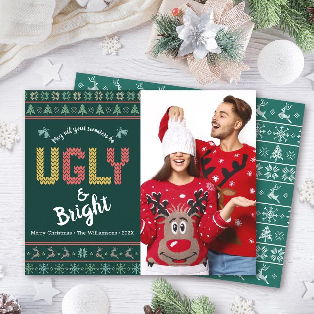 Budgeterat Photo Ugly Sweater Grönt Card (Skapare uppladdad)
