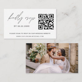 Budgeterat QR-kodfoto OSA minimalistiskt Bröllop-f Anteckningskort