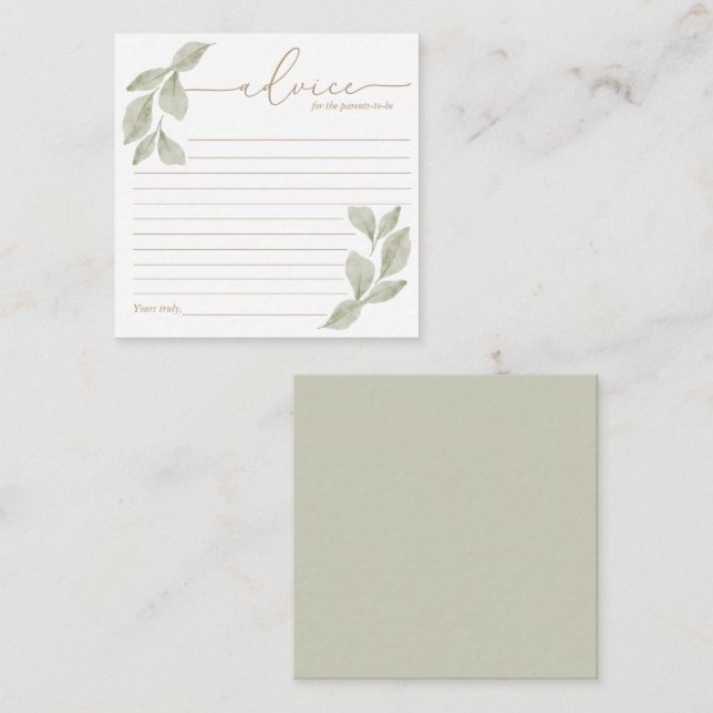 Budgeterat råd för eukalyptus babyvisningsprogram  anteckningskort (Fram/baksida)