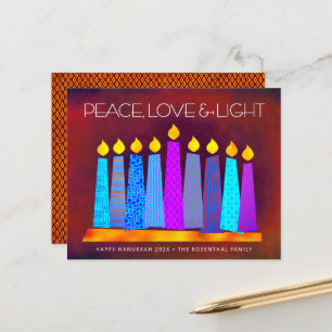 Budgeterat Red Hanukkah Candles Peace Kärlek Light