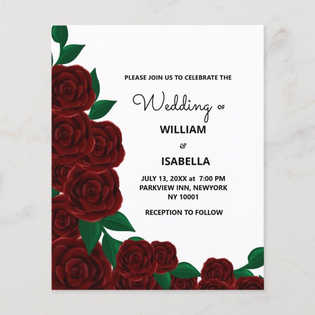 Budgeterat Romantiskt fall utomhus bröllop Röd ros (Framsida)