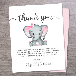 Budgeterat Rosa Elephant Baby Shower - tackkort