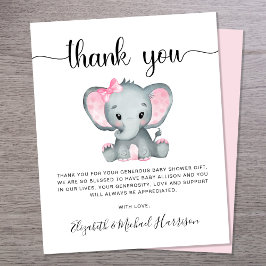 Budgeterat Rosa Elephant Baby Shower - tackkort