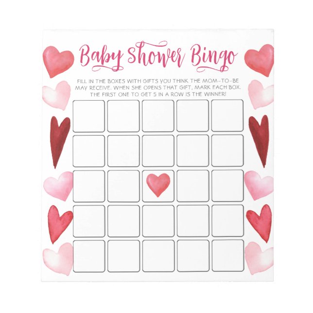 Budgeterat Rosa Heares Baby Shower Bingo Game Anteckningsblock (Framsida)