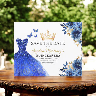 Budgeterat Royal blått Spara datum Quinceanera