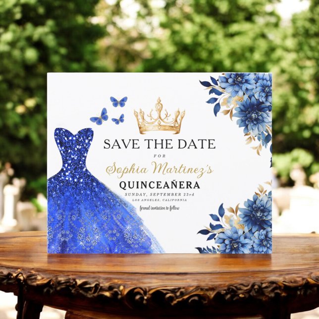 Budgeterat Royal blått Spara datum Quinceanera (Skapare uppladdad)